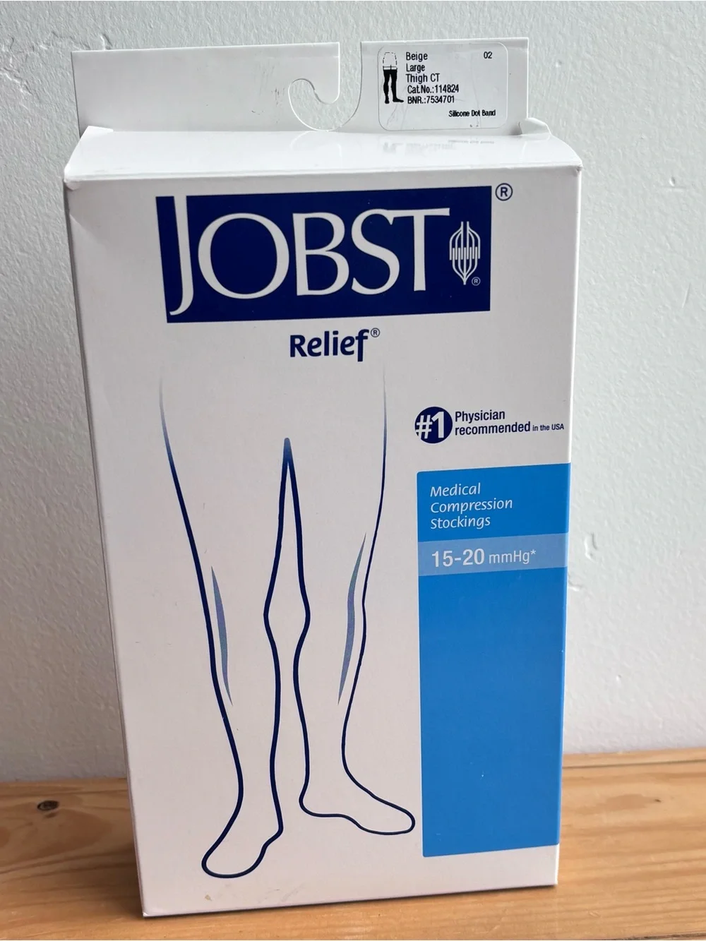 NEW JOBST Relief Compression Thigh High Firm Support 15-20mmHg beige Large